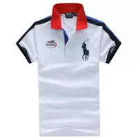 2013 polo ralph lauren t-shirt high neck hommes respirant cotton italy pl1208 white red